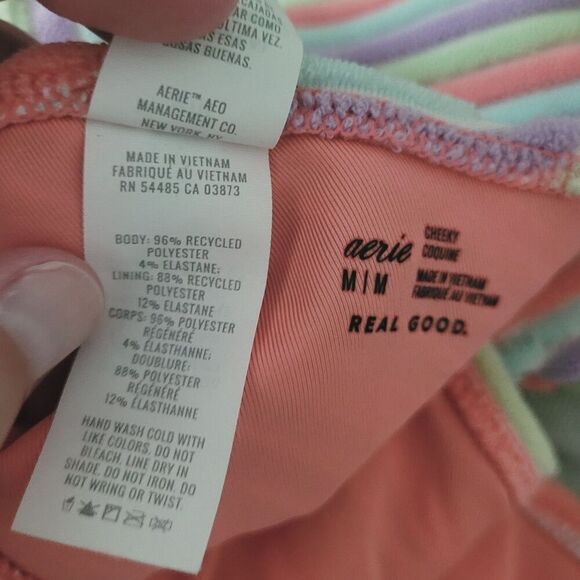 Aerie Multicolor Terry Triangle Cheeky Bikini Size Small & Medium - Picture 5 of 12
